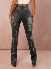 High Waisted Graphic Ripped Jeans